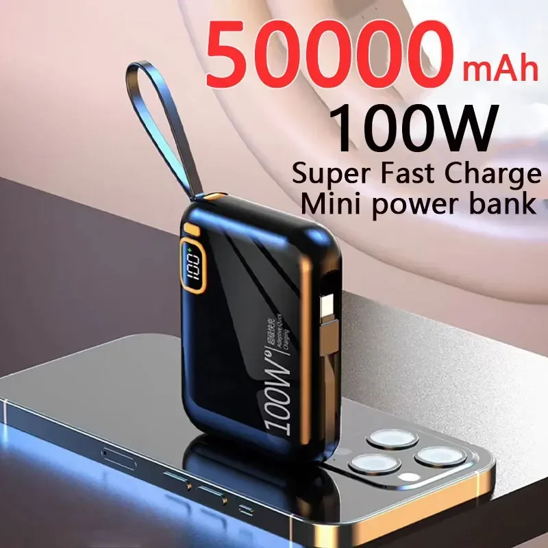 50000mah Portable Power Bank PD100W Detachable USB to TYPE C Cable Two-way Fast Charger Mini Powerbank for iPhone Xiaomi Samsung
50000mah Portable Power Bank PD100W Detachable USB to TYPE C Cable Two-way Fast Charger Mini Powerbank for iPhone Xiaomi Samsung