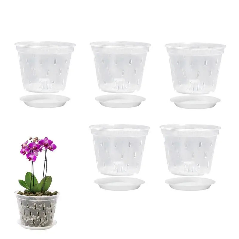 

Orchid Pots For Repotting Transparent Orchid Pots With Drainage Hole Clear Mesh Pots For home Kitchen Bedroom Garden Accessories