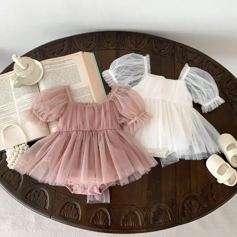 

Summer Baby Girls Clothes Sweet Tutu Dresses for Girl Big Bow Lace Romper Newborn Jumpsuit Toddler Infant One-Pieces Onesies