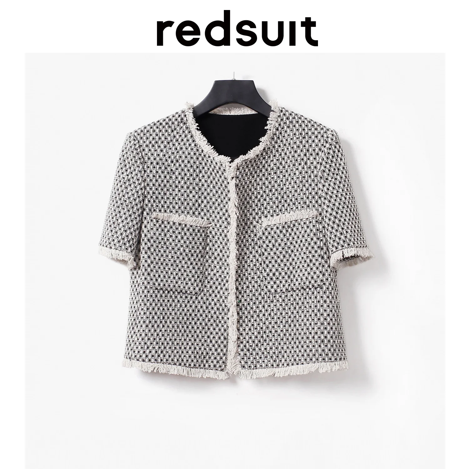 High Quality Small Fragrant Short Sleeve Slim Top Thin Black and White Temperament Ragged Summer Coat
High Quality Small Fragrant Short Sleeve Slim Top Thin Black and White Temperament Ragged Summer Coat