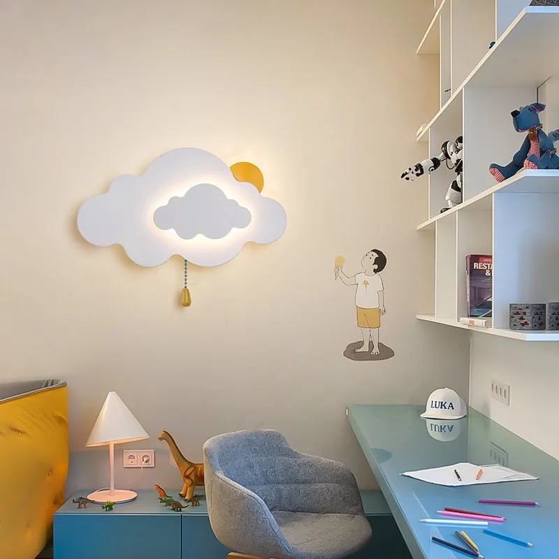 

Cloud Wall Lamps Children's Room Bedside Lamp Minimalist Modern Nursery Baby Room Little Girl Boy Bedroom Bedside Wall Lights