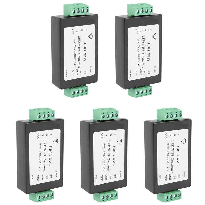 ABGZ-5X H801 RGBW LED WIFI Controller LED RGB Controller DC5-24V Input For 5050 2835 3528 SMD LED Strip Light Tape Ribbon
ABGZ-5X H801 RGBW LED WIFI Controller LED RGB Controller DC5-24V Input For 5050 2835 3528 SMD LED Strip Light Tape Ribbon