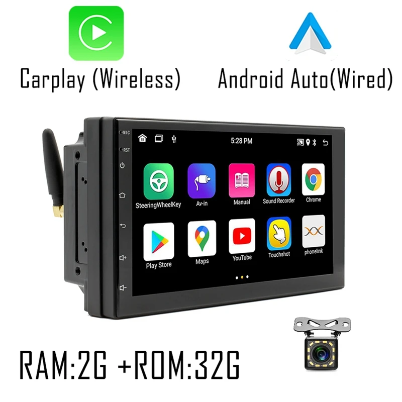 7 Inch Car Radio Carplay Android Auto, 2+32G Android 10.1 2Din GPS Multimedia Player Bluetooth, FM, Camera, Mirror Link
7 Inch Car Radio Carplay Android Auto, 2+32G Android 10.1 2Din GPS Multimedia Player Bluetooth, FM, Camera, Mirror Link
