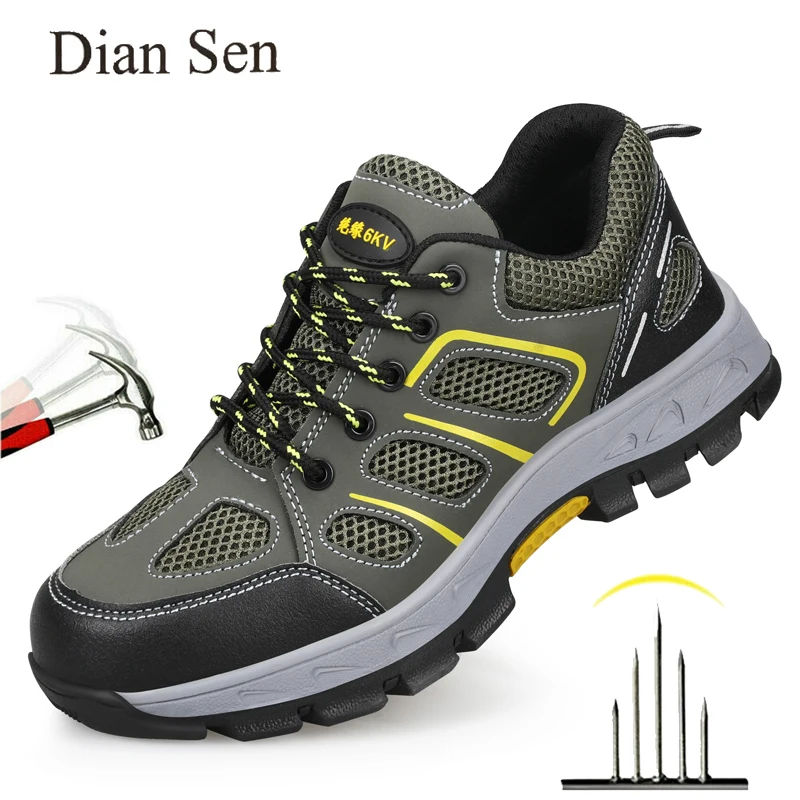 

Diansen Mens Work Safety Shoes Non Slip Breathable Sneakers Anti-Smash Steel Toe Boots Puncture Proof Construction Shoes Size 46