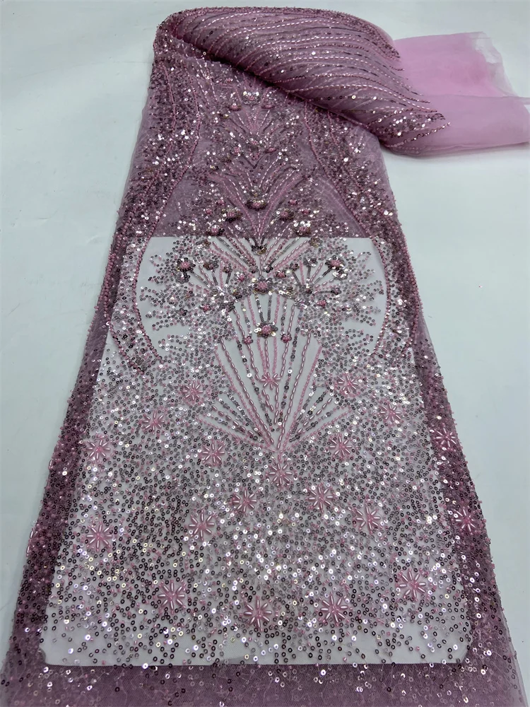 Pink Latest Luxury African Groom Sequins Lace Fabric 2024 High Quality Beads Embroidery French Lace For Christmas Wedding Dress
Pink Latest Luxury African Groom Sequins Lace Fabric 2024 High Quality Beads Embroidery French Lace For Christmas Wedding Dress
