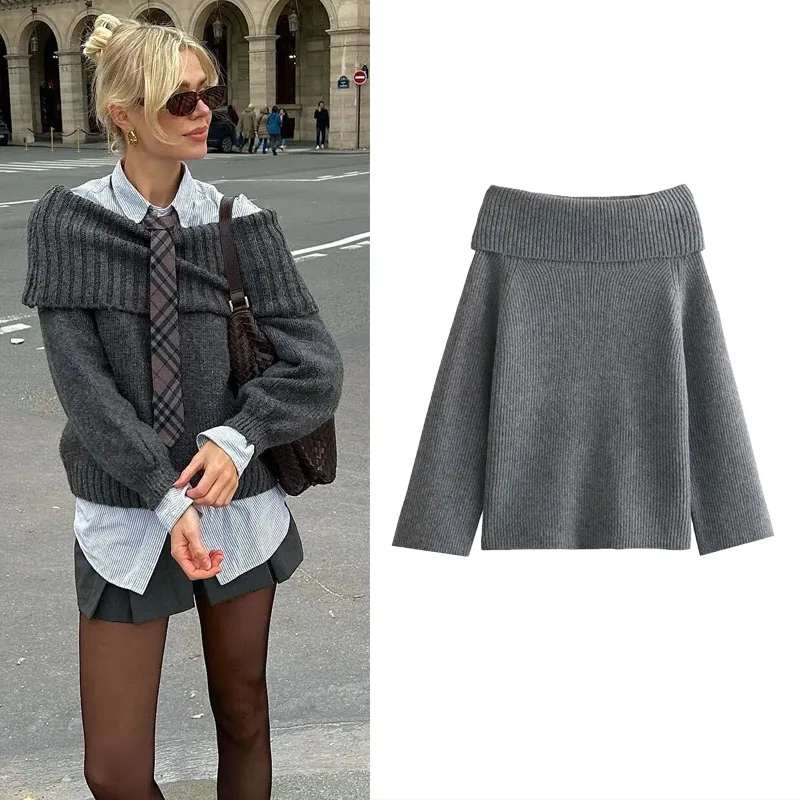 TRAF Straight Neck Sweater For Woman Casual Loose Long Sleeve Knit Pullover Autumn Winter Fashion Solid Slim Knitted Top Women
TRAF Straight Neck Sweater For Woman Casual Loose Long Sleeve Knit Pullover Autumn Winter Fashion Solid Slim Knitted Top Women