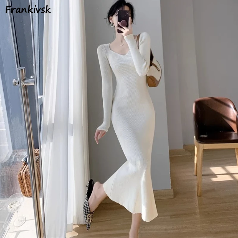 Knitted Dresses Women Autumn Square Collar Slim Simple Mermaid Midi Temperament French Style Ladies Daily Slouchy Wrapped Hips
Knitted Dresses Women Autumn Square Collar Slim Simple Mermaid Midi Temperament French Style Ladies Daily Slouchy Wrapped Hips