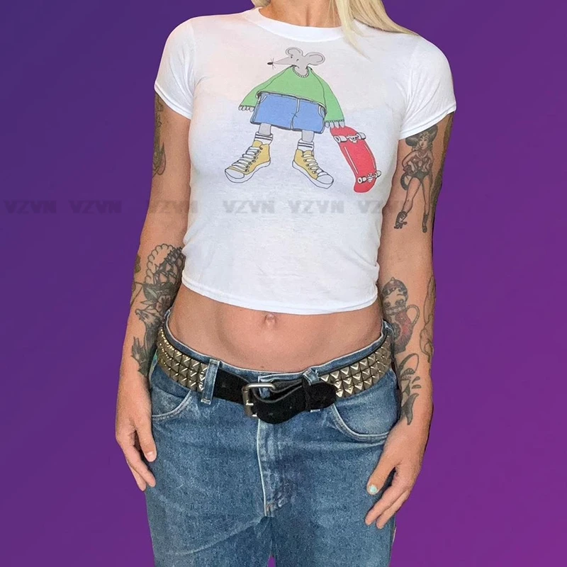 Aesthetic Mouse Print Graphics Baby Tees Gothic Short Sleeve Tshirt Punk Slim Y2k Crop Tops Women Sexy Harajuku Streetwear
Aesthetic Mouse Print Graphics Baby Tees Gothic Short Sleeve Tshirt Punk Slim Y2k Crop Tops Women Sexy Harajuku Streetwear