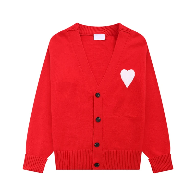 

Spring Fall Loose Knit Cardigans Jacket Women's Casual Korean Sweater Coats V-neck Heart-shaped Knitwear Tops Man's Streetwear