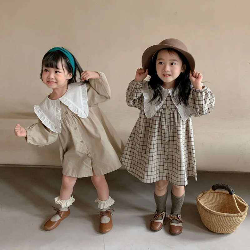 Girl's Cotton And Linen Lace Lapel Plaid Dress Spring Autumn New Thin Children Casual Loose College Style Princess Dresses
Girl's Cotton And Linen Lace Lapel Plaid Dress Spring Autumn New Thin Children Casual Loose College Style Princess Dresses