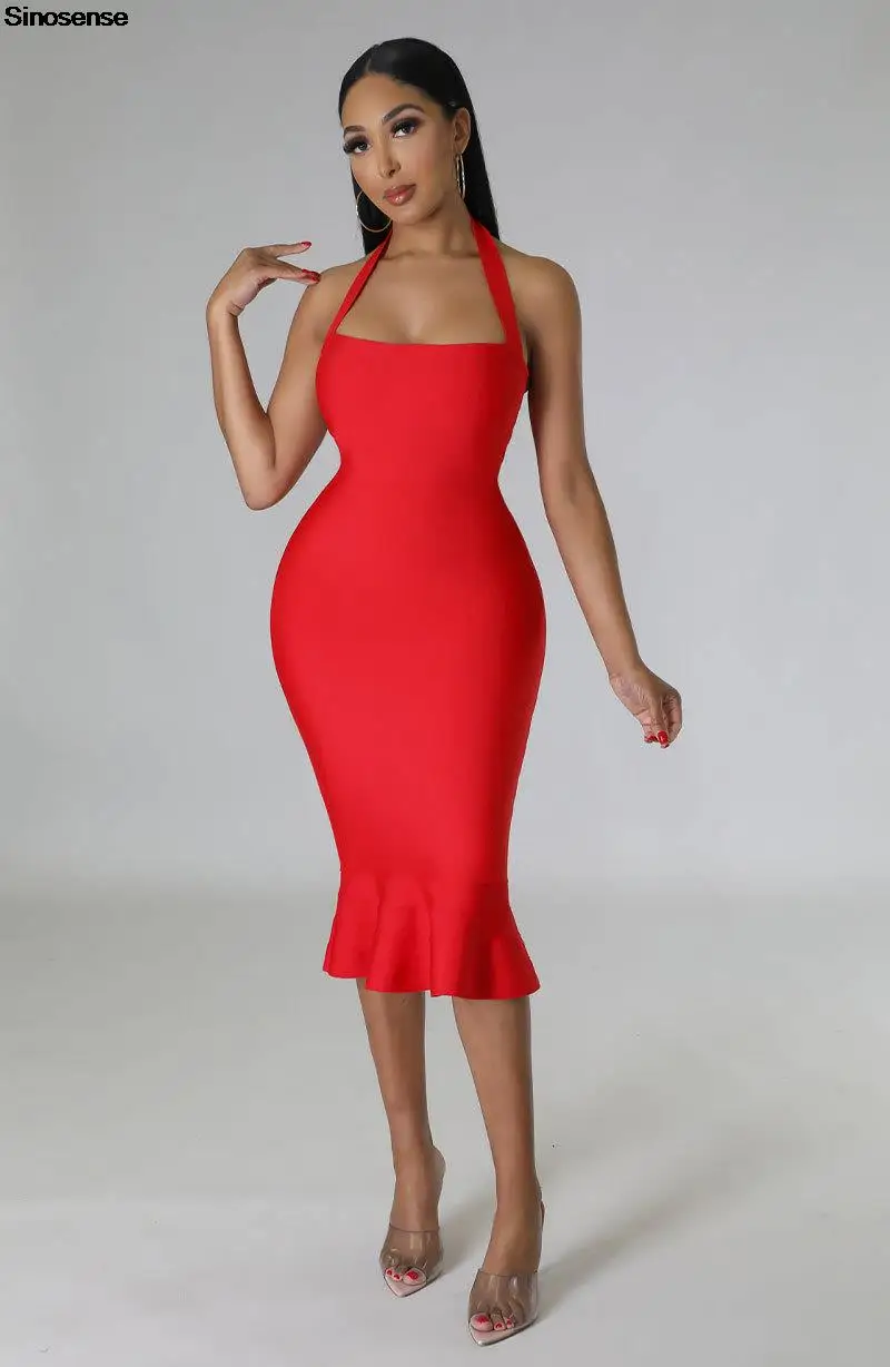 Women's Halter Fishtail Bandage Bodycon Dress Sexy Sleeveless Ruffles Mermaid Midi Dress Clubwear Cocktail Party Evening Dresses
Women's Halter Fishtail Bandage Bodycon Dress Sexy Sleeveless Ruffles Mermaid Midi Dress Clubwear Cocktail Party Evening Dresses