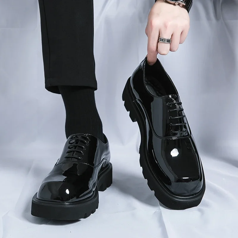 New Black Dress Shoes for Men Square Toe Lace-up Casual Business Handmade Men Shoes
New Black Dress Shoes for Men Square Toe Lace-up Casual Business Handmade Men Shoes