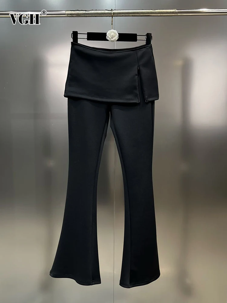 VGH Solid Casual Floor Length Trousers For Women High Waist Patchwork Zipper Minimalist Flare Pants Female Fashion Clothing New
VGH Solid Casual Floor Length Trousers For Women High Waist Patchwork Zipper Minimalist Flare Pants Female Fashion Clothing New