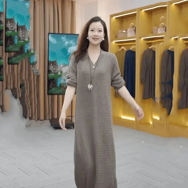 Spring Autumn Sweater Knitting Dress Women v-neck Long Sleeve Solid Office Dress Elegant Korean loose 2023 Winter Dresses female
Spring Autumn Sweater Knitting Dress Women v-neck Long Sleeve Solid Office Dress Elegant Korean loose 2023 Winter Dresses female