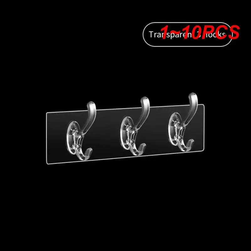 

1~10PCS Row Multi-Application Wall Hooks Transparent Wall Hooks Strong Self Adhesive Door Wall Hangers Hook