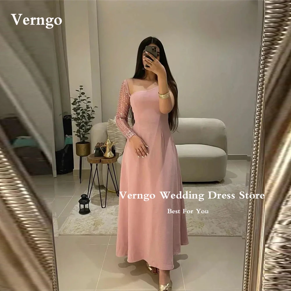 Verngo Dusty Blush Pink Arabic Women Party Evening Dresses Glitter One Shoulder Long Sleeves Prom Gowns Elegant Formal Occasion
Verngo Dusty Blush Pink Arabic Women Party Evening Dresses Glitter One Shoulder Long Sleeves Prom Gowns Elegant Formal Occasion