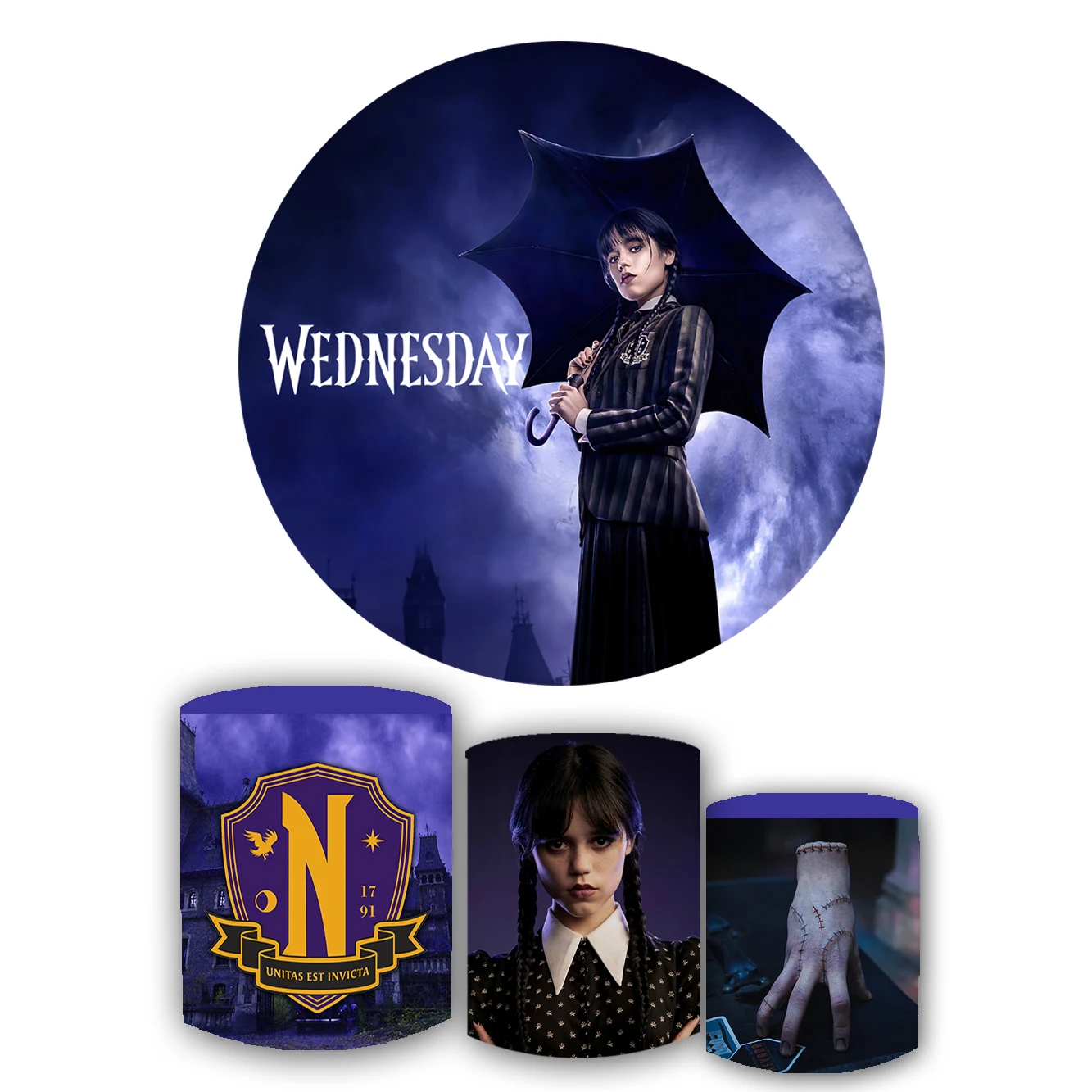 Wednesday Nevermore Academy Round Backdrop Column Pedestal Cover Circle Photo Background Elastic Birthday Party Decoration cloth
Wednesday Nevermore Academy Round Backdrop Column Pedestal Cover Circle Photo Background Elastic Birthday Party Decoration cloth