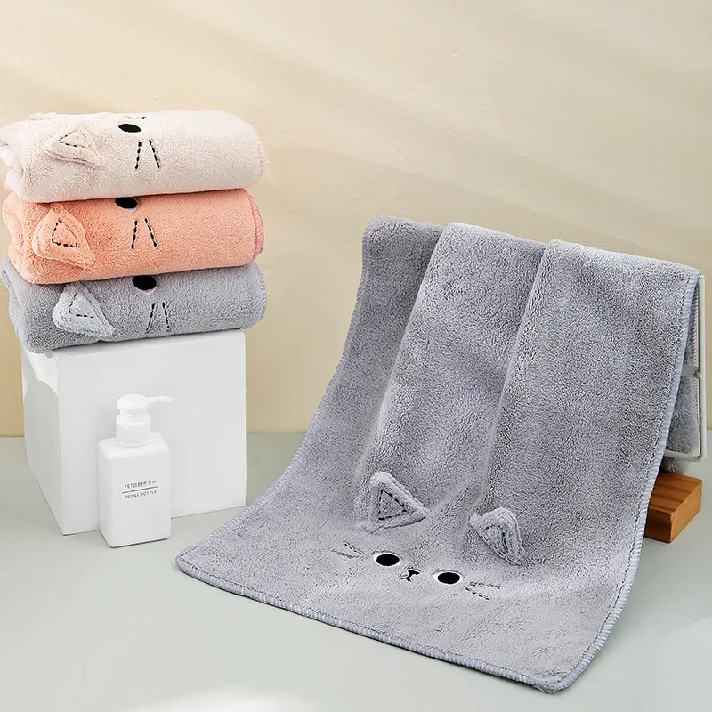 

Cute Microfiber Hair Towel Wrap Ultra Soft Hair Wrap Towels for Women Absorbent Fast Drying Hair Turban Cartoon Cat 35x75cm