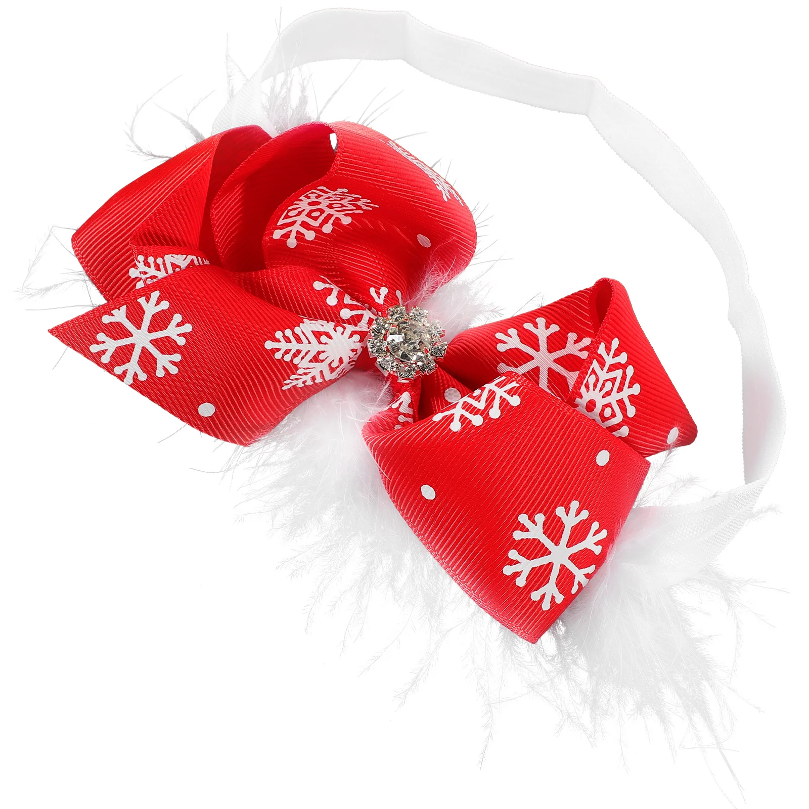 

1PC Bowknot Headband Snowflake Pattern Feather Christmas Hair Band Christmas Headwrap