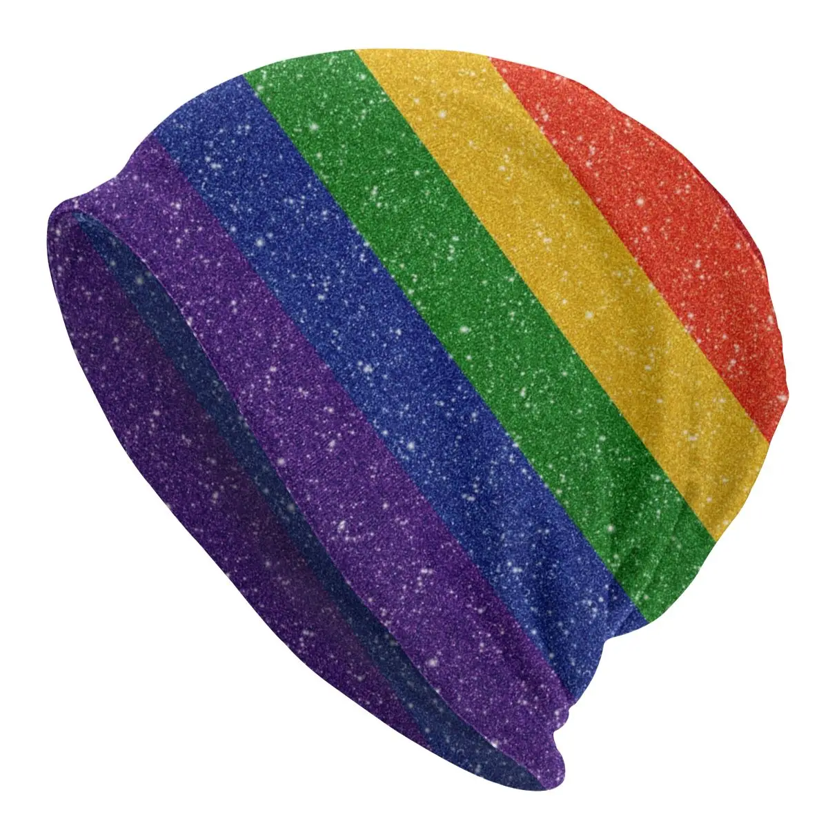 

Faux Glitter Rainbow Pride Flag Slouchy Beanie Winter Warm Skullies Beanies Hats Adult LGBT Gay Lesbian Knitting Bonnet Cap
