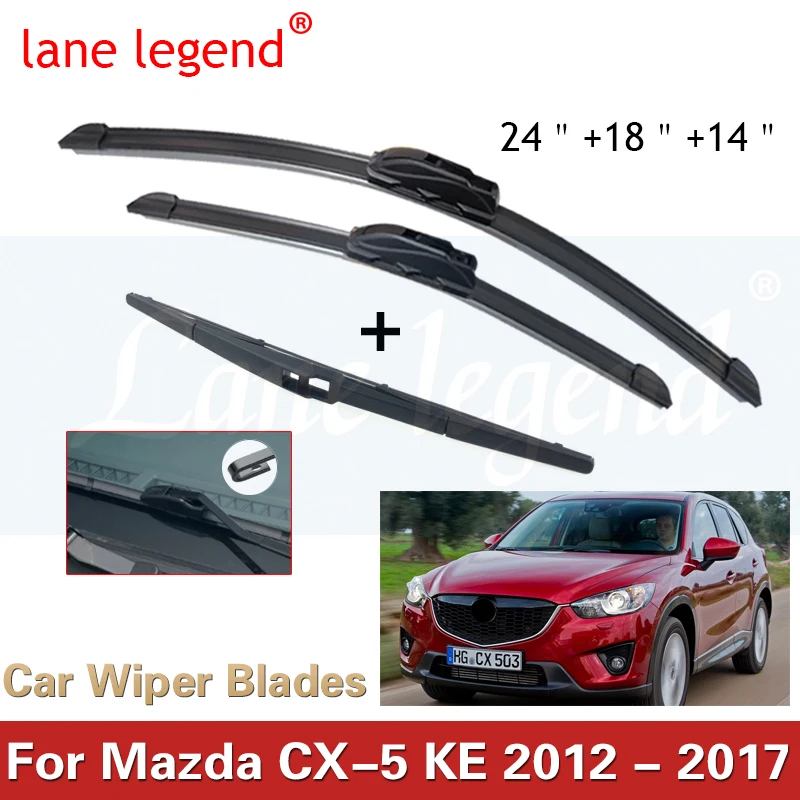 Car Wiper Front & Rear Wiper Blades Set For Mazda CX-5 CX5 KE 2012 - 2017 Windshield Windscreen Window Brushes 24"+18"+14" 
Car Wiper Front & Rear Wiper Blades Set For Mazda CX-5 CX5 KE 2012 - 2017 Windshield Windscreen Window Brushes 24"+18"+14"