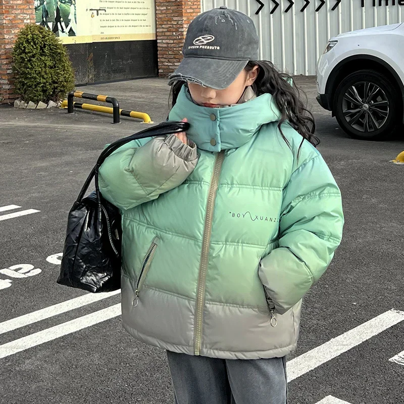 

Child Gradient Color Down Jackets for Boys Girls Hooded White Duck Down Coats Boys Thickened Down Jackets Kids Windbreak Clothes