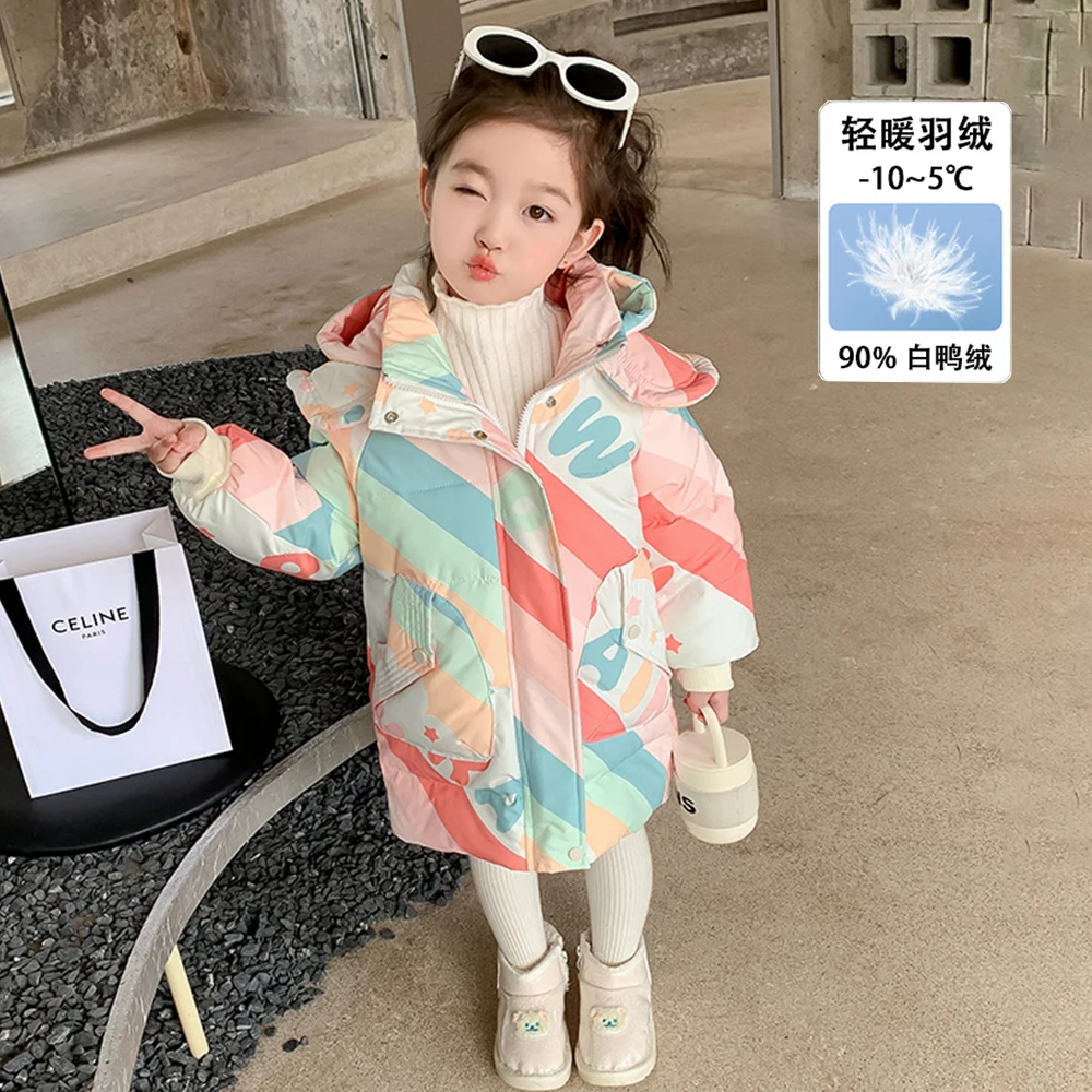 1-6T 90% White Duck Down Jacket for Girl Rainbow Hooded Winter Jacket for Kid Girl Outerwear Long Parka Snowsuit for Child
1-6T 90% White Duck Down Jacket for Girl Rainbow Hooded Winter Jacket for Kid Girl Outerwear Long Parka Snowsuit for Child