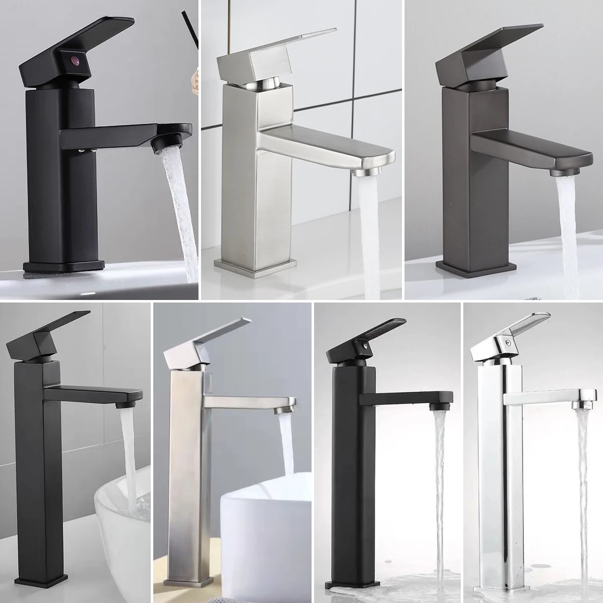 

Basin Sink Bathroom Faucet Deck Mounted Hot Cold Water Basin Mixer Taps Matte Black Lavatory Sink Tap Crane Bathroom Faucets