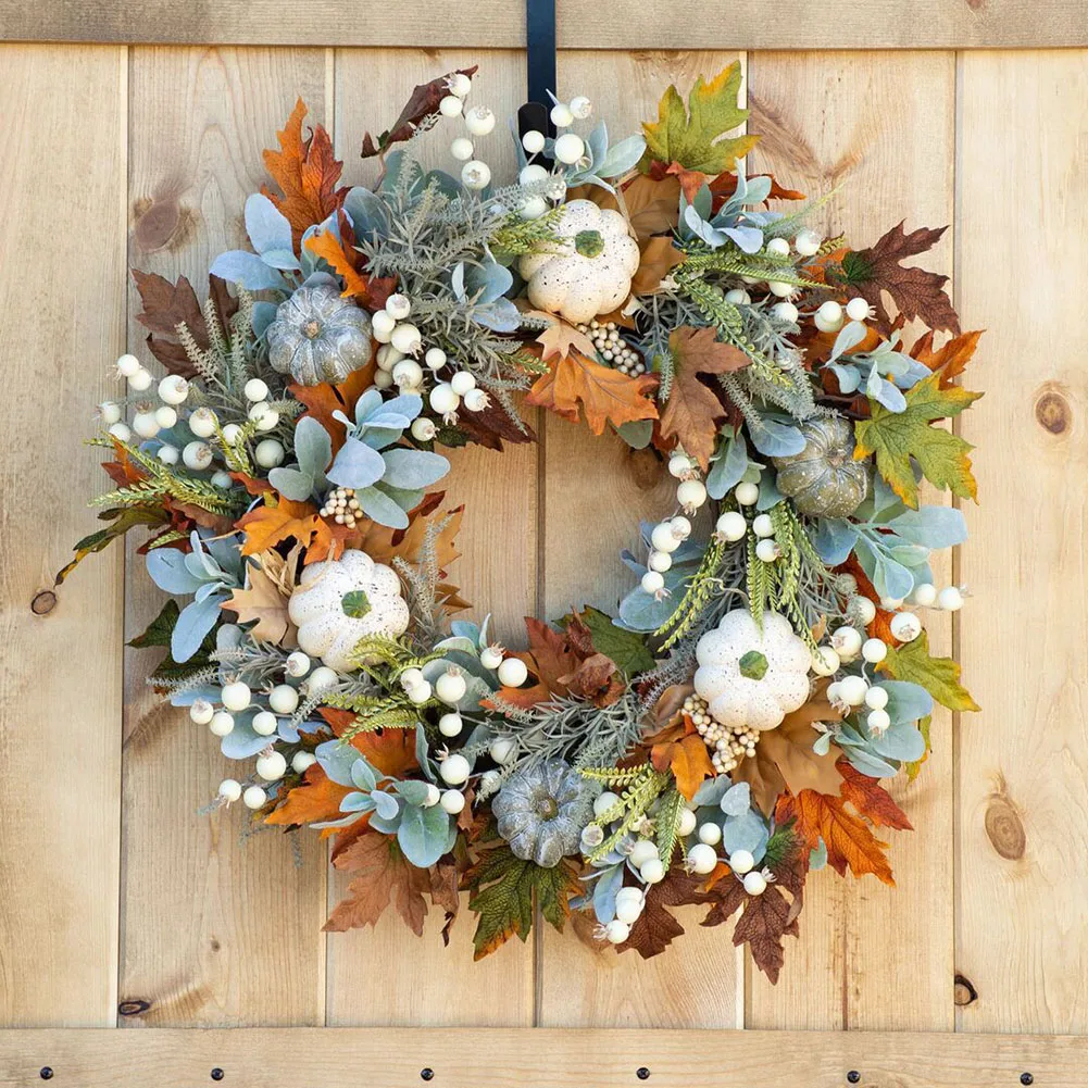 Christmas Autumn Wreath Simulation Frost Leaf Garland With Mini Pumpkin Decorations-Door Hanging Xmas Entrance Ornaments 35x35cm
Christmas Autumn Wreath Simulation Frost Leaf Garland With Mini Pumpkin Decorations-Door Hanging Xmas Entrance Ornaments 35x35cm