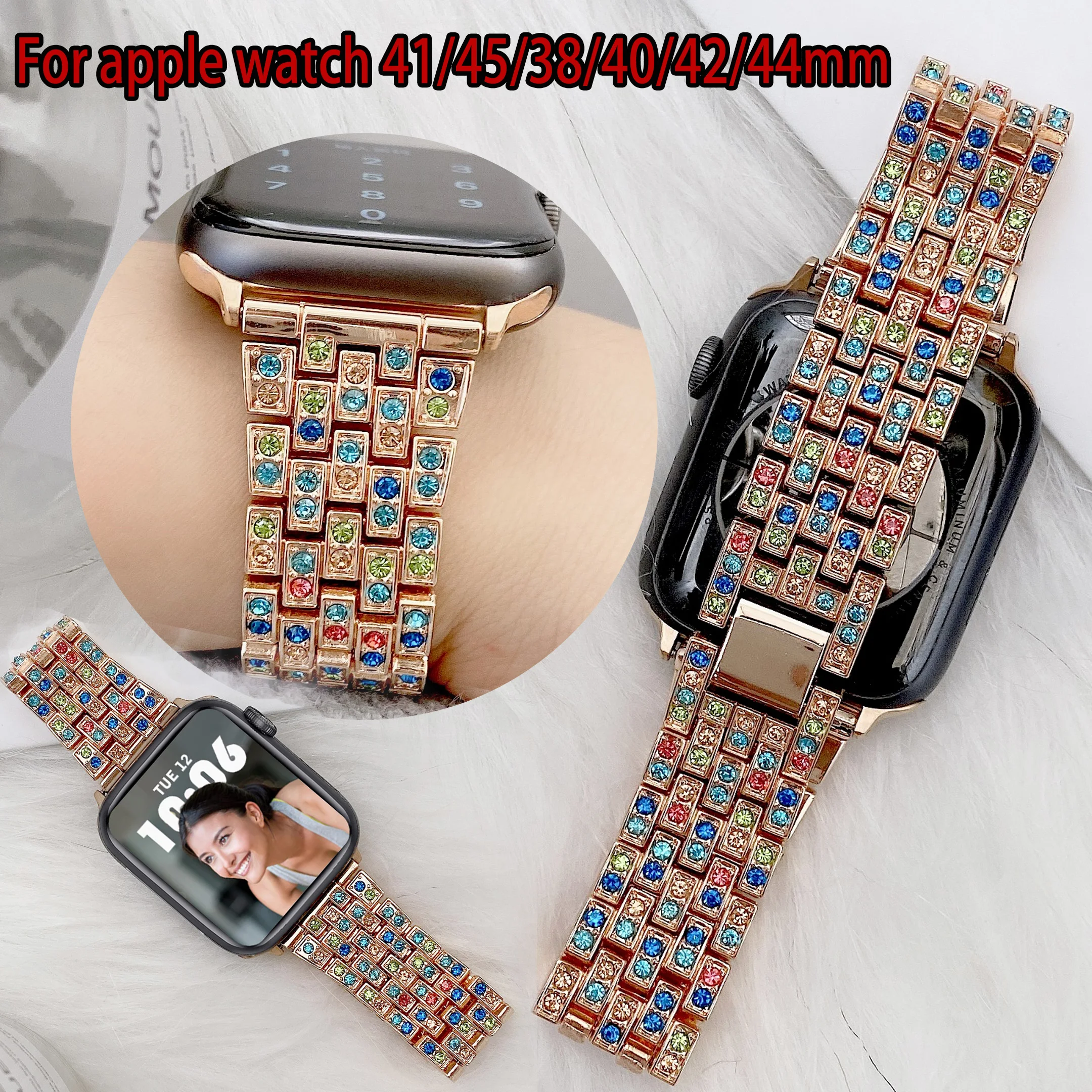 Luxury Metal Diamond Bracelet for Apple Watch Band 44mm 41mm 42mm for iwatch9 7 SE 6 5 38mm 45mm 40mm Stainless Steel Loop Strap 
Luxury Metal Diamond Bracelet for Apple Watch Band 44mm 41mm 42mm for iwatch9 7 SE 6 5 38mm 45mm 40mm Stainless Steel Loop Strap