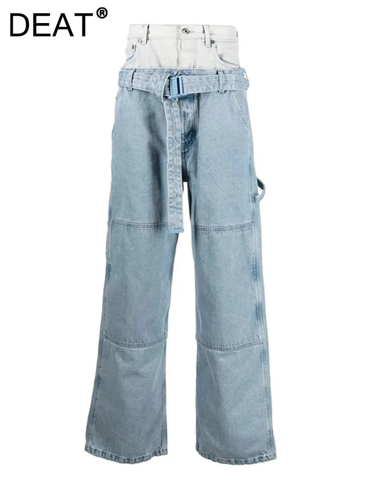 DEAT Women's Denim Pants Patchwork Double Waist Belt Contrast Color Full Length Straight Jeans 2024 Summer New Fashion LM0921
DEAT Women's Denim Pants Patchwork Double Waist Belt Contrast Color Full Length Straight Jeans 2024 Summer New Fashion LM0921