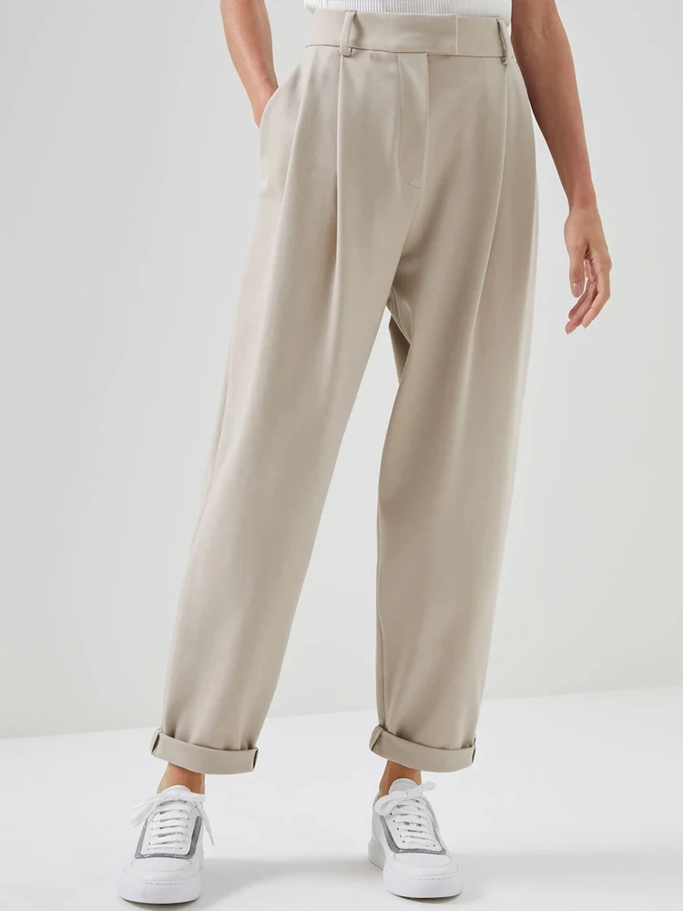 Casual Women's Pants Beige Office Business Straight Trousers High Waist Cropped Pants Brand Brunell* C
Casual Women's Pants Beige Office Business Straight Trousers High Waist Cropped Pants Brand Brunell* C