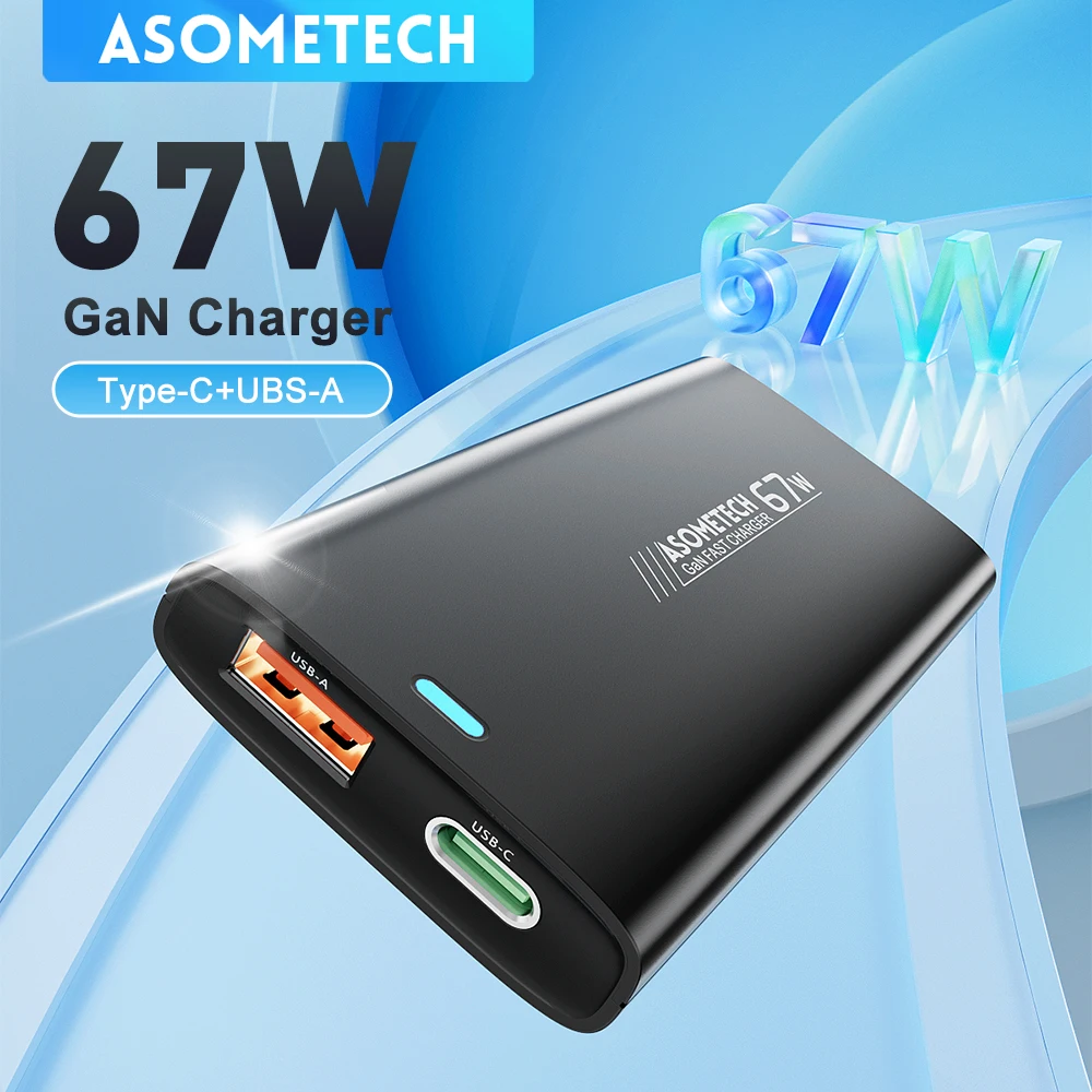 

Gan 67W USB C Быстрое зарядное устройство PD 3.0 QC 3.0 Type C Портативное туристическое зарядное устройство для iPhone 14 13 Pro Max Macbook Xiaomi Ноутбук Samsung