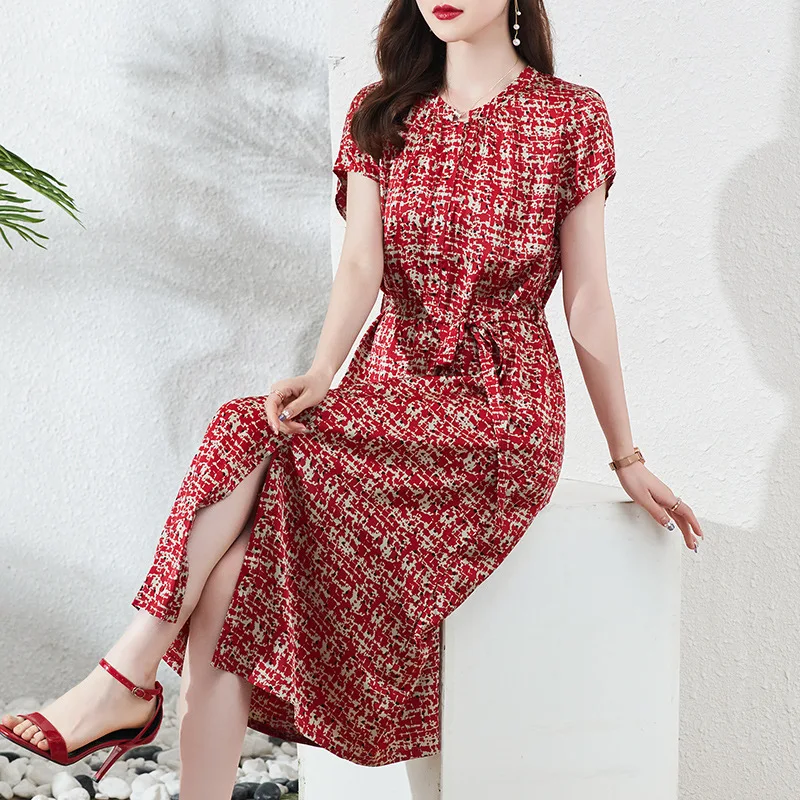 Summer Dress Women 2022 New High-end Mulberry Silk Slim Fit Outfits for Women Elegant Midi Dress V-neck Femme Clothing Vestido F
Summer Dress Women 2022 New High-end Mulberry Silk Slim Fit Outfits for Women Elegant Midi Dress V-neck Femme Clothing Vestido F