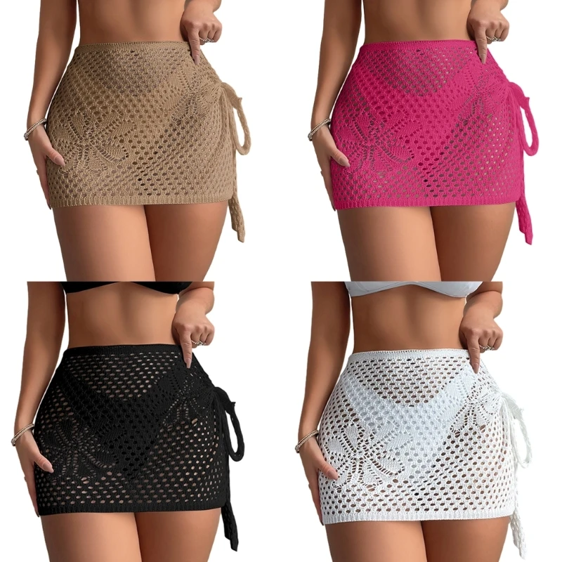 

Women Crochet Swimsuit Cover Beach Dress Swimwear Cover-ups Semi-Sheer Sarong Bathing Suit Cover Long Bikinis Wrap Skirt