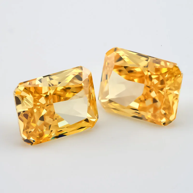 

JINGANGZUO Size 6x8mm 7x9mm 06#Yellow Octangle Radiant Crushed Ice Cut CZ Stone 5A Loose Cubic Zirconia Synthetic Gemstone