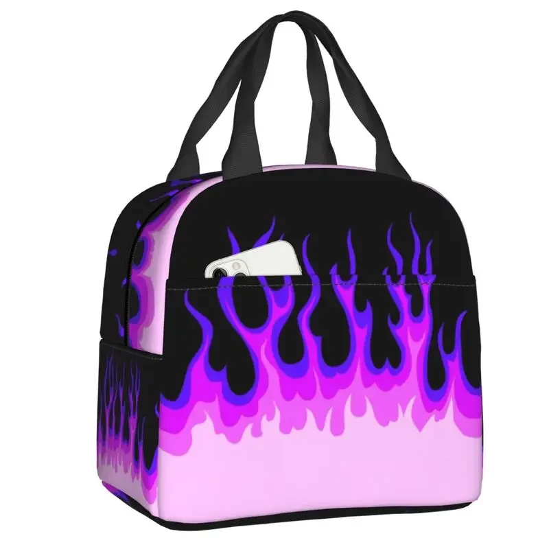 

Purple Classic Racing Flames Lunch Bag Men Women Cooler Thermal Insulated Lunch Box for Children School Food Picnic Tote Bags