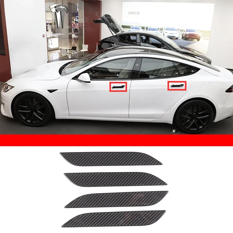 

Накладка на дверную ручку из настоящего углеродного волокна, Накладка для Tesla Model S 2022-2023, автомобильные аксессуары
