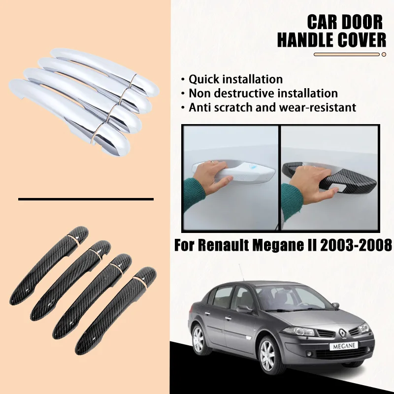 

Door Handle Cover For Renault Megane II MK2 2003-2008 2004 2005 2006 ABS Chrome Car Accessories Catch Rustproof Stickers Styliny