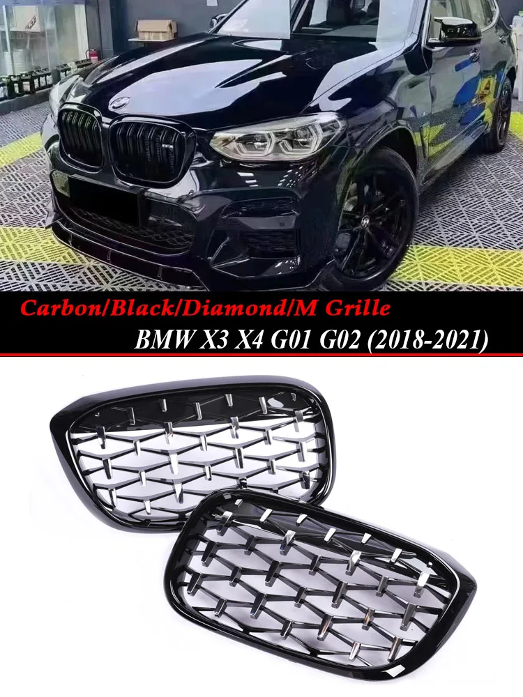 

X3M Front Bumper Kidney Diamond Chrome Grill Side Marker Grille For BMW X3 X4 G01 G02 G08 2019+ XDrive 28i 25i 30i Accessories