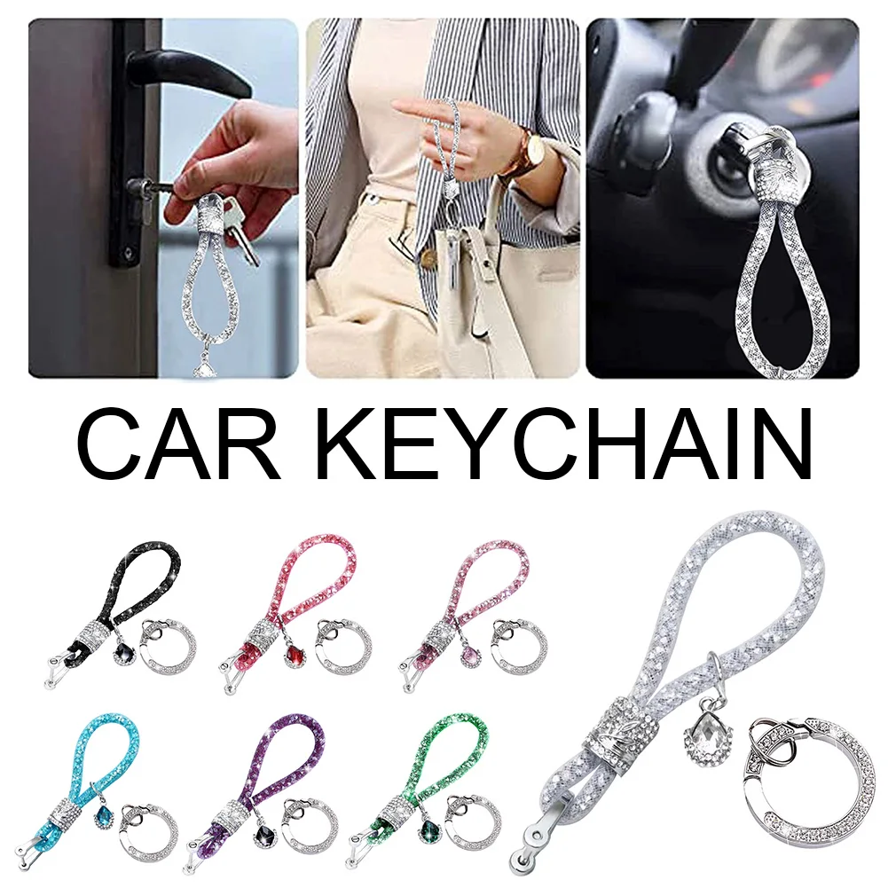 Universal Car Keychain Bling Car Accessories Shiny Rhinestones Crystal With D-Ring Alloy Key Chain Rope Jewelry For Women Gift
Universal Car Keychain Bling Car Accessories Shiny Rhinestones Crystal With D-Ring Alloy Key Chain Rope Jewelry For Women Gift