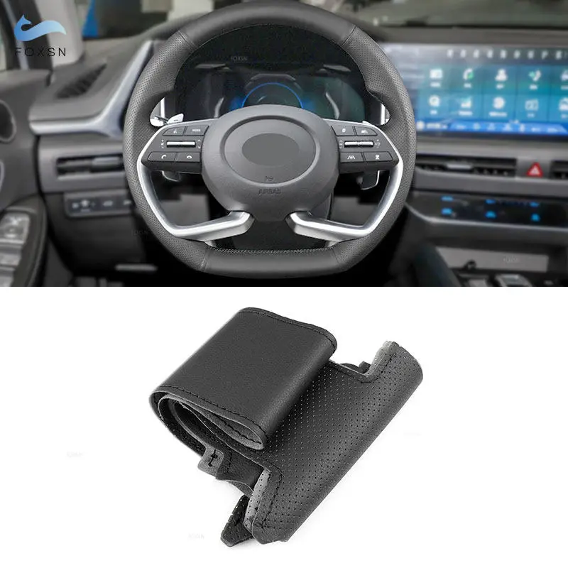 Black Hand Braid Perforated Leather Car-styling Interior Steering Wheel Cover Trim For Hyundai Elantra 7th 2021 Sonata 10th 2020
Black Hand Braid Perforated Leather Car-styling Interior Steering Wheel Cover Trim For Hyundai Elantra 7th 2021 Sonata 10th 2020