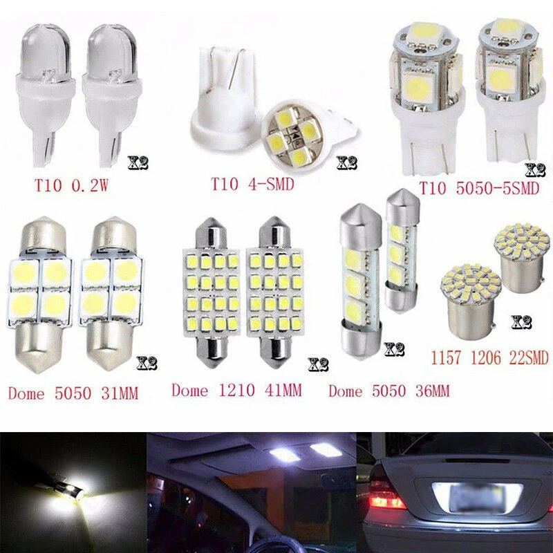 14pcs Set T10 31&41mm LED White 12V 6000K Brake Universal Car Interior light Accessory Dome License Plate Pratical
14pcs Set T10 31&41mm LED White 12V 6000K Brake Universal Car Interior light Accessory Dome License Plate Pratical