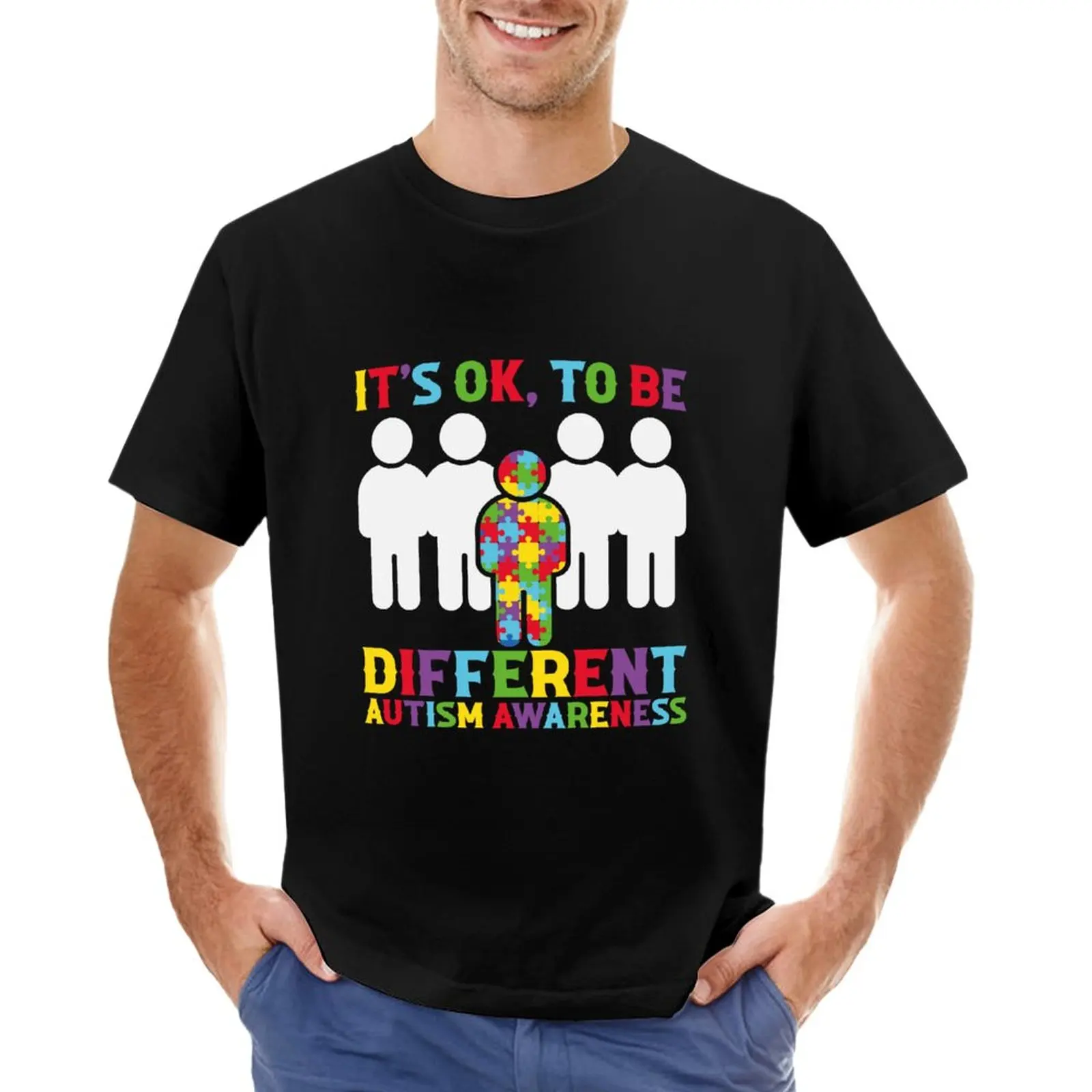 

Мужская футболка для осведомленности об аутизме во всем мире, это нормально, разные футболки, эстетическая одежда, простые футболки