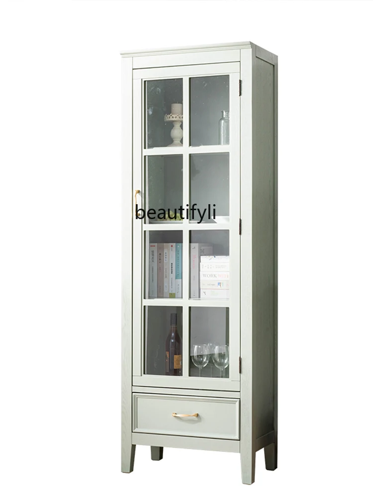 

Solid Wood Bookcase Hallway Single Door Double Door High Cabinet Combination Bookcase Glass Cabinet Living Room Study Furniture