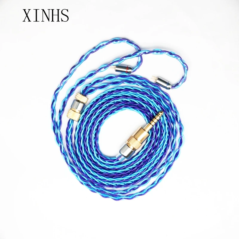 

XINHS 8-Strand Silver Foil Blue Graphene Hybrid Cable Earphone Cable