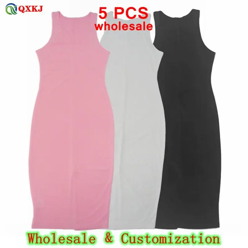 

5 Bulk Items Wholesale Lots Dresses Womens Sleeveless Crochet Dress Ribbed Knitted Slim Split Hotsweet 2023 New Y2k Clothing Z7