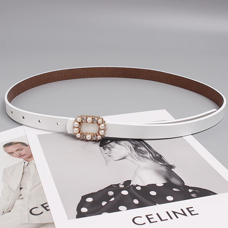 Pearl Buckle Cow Leather Waist Belt Women All-match White Pink Blue Solid Cowhide Waistband Slim Jeans Belts Women Strechy Belt
Pearl Buckle Cow Leather Waist Belt Women All-match White Pink Blue Solid Cowhide Waistband Slim Jeans Belts Women Strechy Belt