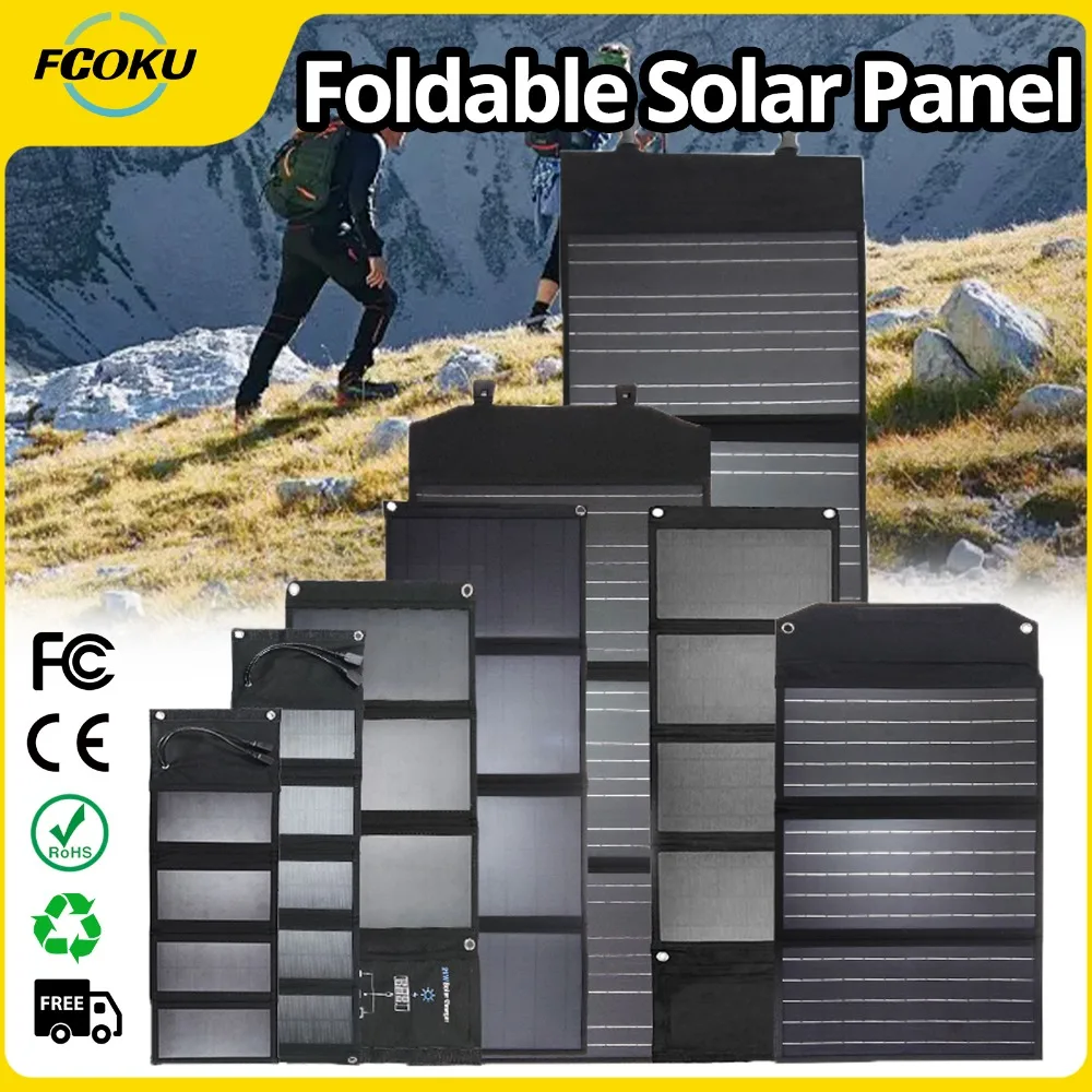

7W/10W/21W/28W/30W/40W/60W/100W Foldable Solar Panel For Phone Power Bank Outdoor Camping Tourism Fishing Emergency Power Supply