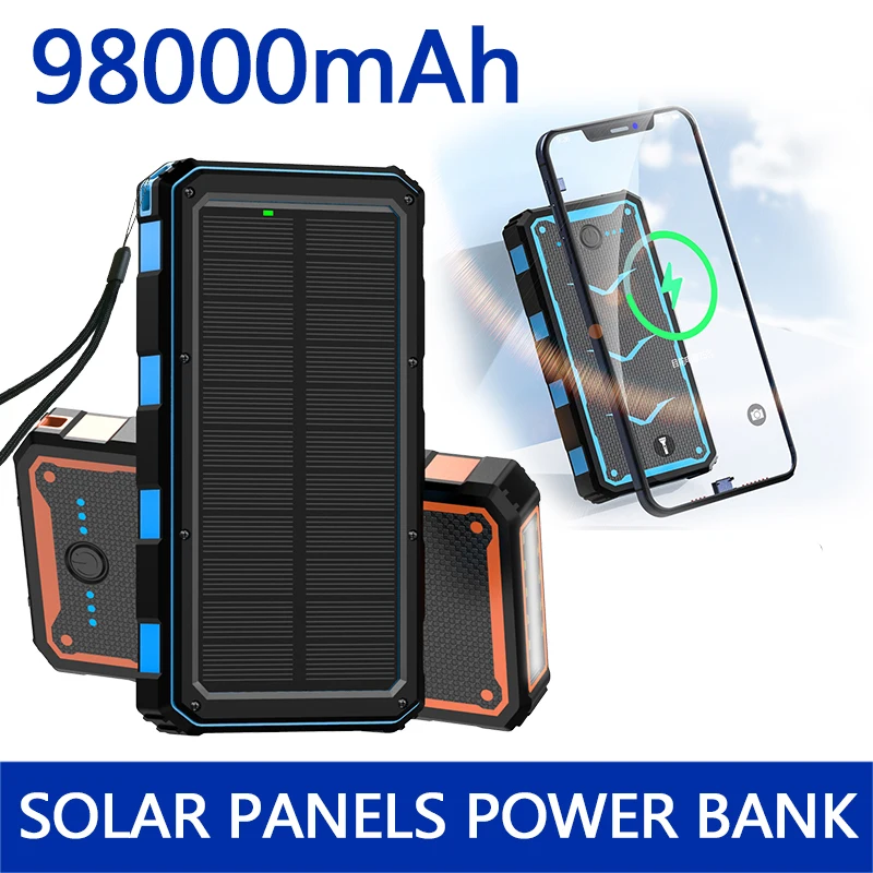New Power bank Wireless charging mobile power supply 98000mAh with Camping Lamp Mobile Phone Charger USB Battery Solar panel
New Power bank Wireless charging mobile power supply 98000mAh with Camping Lamp Mobile Phone Charger USB Battery Solar panel